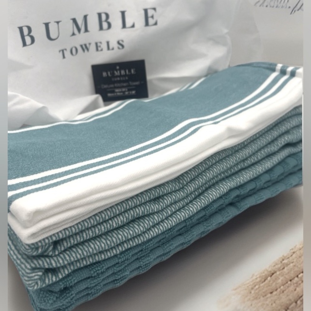 Bumble Towels - Aqua  Deluxe Kitchen Towels (20”x 28”, 6 Pack)